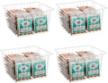 4 Pack Wire Storage Baskets for Organizing, Freezer Organizer Bins, Pantry Organization Bins Cabinets - Metal Basket Kitchen, Laundry, Fridge, Bathroom Countertop Organizer, Pearl White