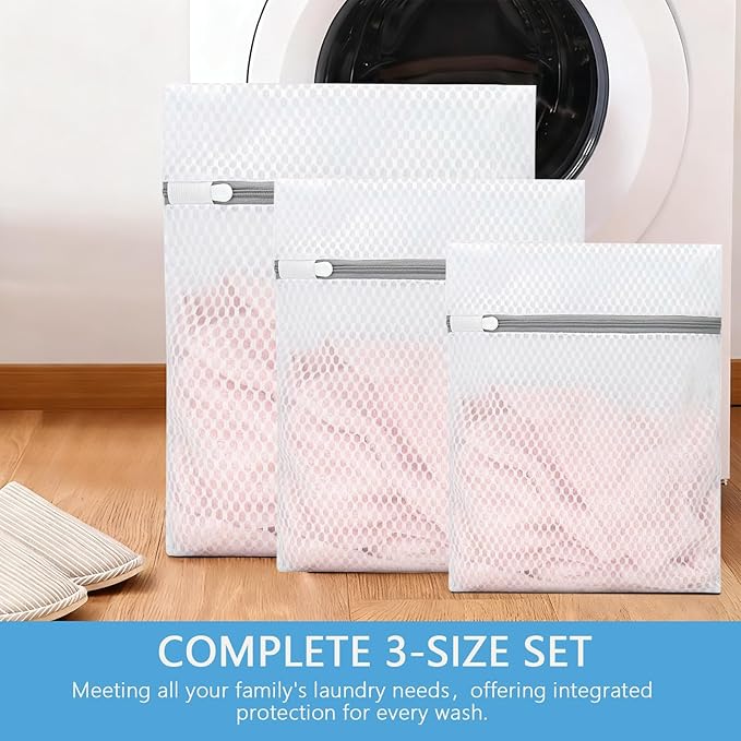 3-Pack Heavy-Duty Honeycomb Mesh Laundry Bags (L/M/S), Washing Bags for Delicates, Sweaters, Shoes, Backpacks, Bed Sheets - Garment Protector