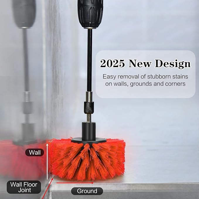 4pcs Drill Brush Attachment Kit, 2025 New Grout Drill Brush Set, All Purpose Power Scrubber Cleaning Kit for Bathtubs, Tile Grout Lines, Bathroom, Showers, Tile, Tile Seams