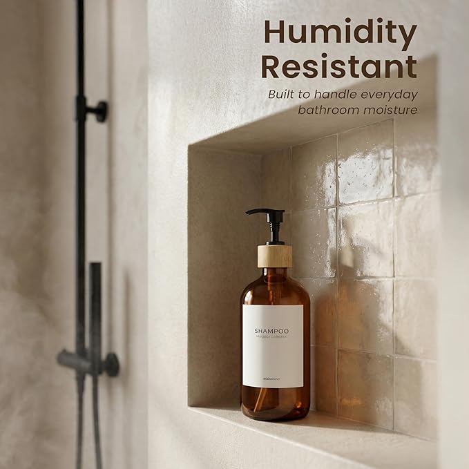 MaisoNovo Glass Hand Soap Dispenser | Dish Soap Dispenser for Kitchen | 16.9oz Amber Bottles with Black Bamboo Pump | Bathroom Lotion Dispenser