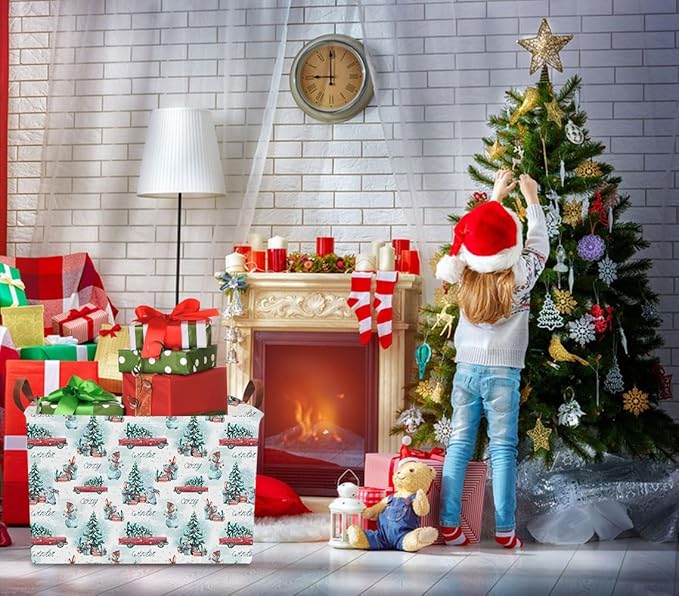 Rectangular Storage Baskets，Gift Basket,Book Box,Room Decor(Car Christmas)