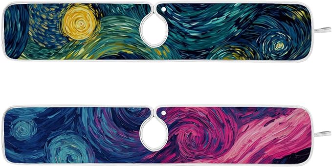 Sink Faucet Absorbing Mat Kitchen Sink Splash Guard Splash Faucet Drip Catcher for Bar RV Bathroom 2PCS 23.6x5.5in Starry Night Sky Swirling Neon Blue