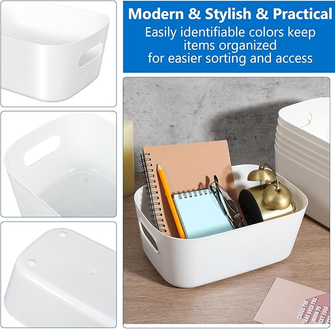 10Pcs Plastic Storage Bins, Small Pantry Baskets for Organizing, Organizer Basket Bins for Shelves, Cupboard box and Bathroom Organizer for Home, Cupboard, Kitchen, Bathroom, Office