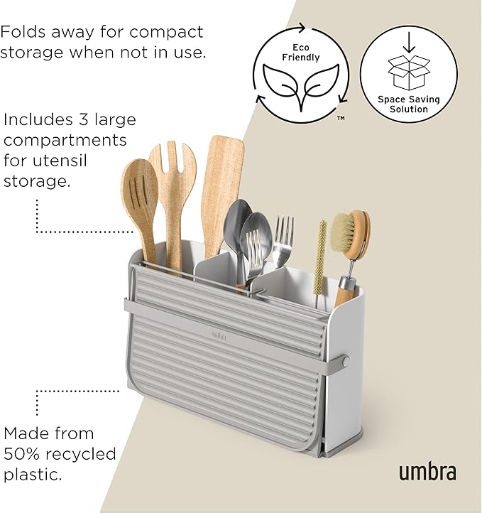Umbra Sling Compact Dish Rack for Drying Dishes, Cutlery and More, Folds Away for Compact Storage
