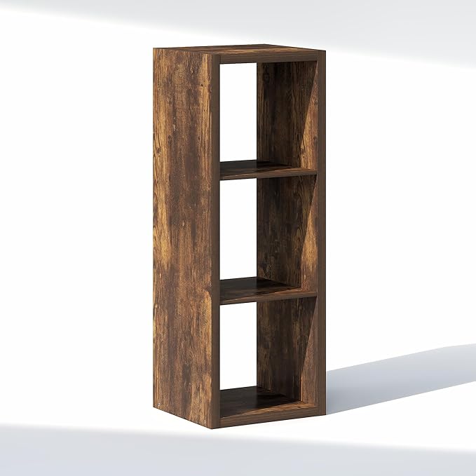Furinno Cubic Closet Organizers and Storage, 3-Cube Closet Organizer, Open Shelf Closet Storage, Extra Thick Frame for Wardrobe, Bedroom, Living Room, Amber Pine