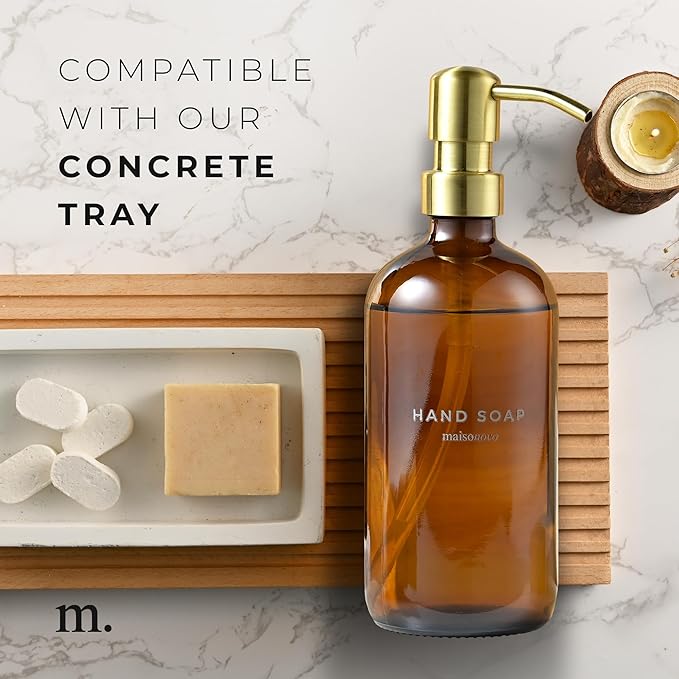 MaisoNovo Soap Dispenser 1-Piece Set | 16.9oz Amber Bottles with Gold Stainless Steel Pump Core