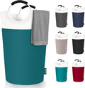 125L Laundry Basket, Collapsible Laundry Hamper with Padded Handles, Waterproof Laundry Bag, Tall Clothes Hamper Stand Up Well, Foldable Laundry Baskets for Easy Storage(Light Blue)