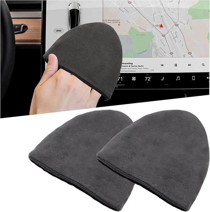 Car Screen Cleaner, 4.72×3.93" Microfiber Auto Screen Cleaning Pad, Foldable Touch Screen Cleaner Cloth for Vehicle Dashboard LCD Display, Interior Car Accessories (Triangle, 2PCS)