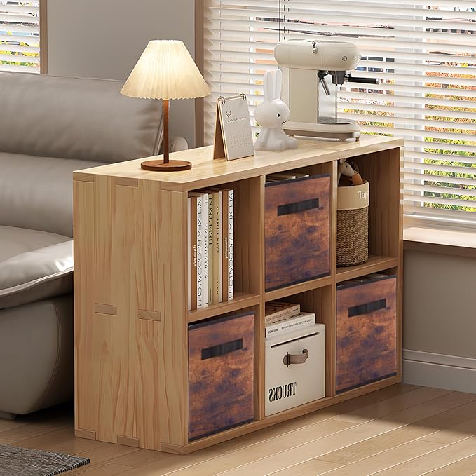 PowerKing Collapsible Storage Cubes with Handles, Fabric Foldable Bins for Closet Shelves, Durable Organization Storage Bins, 10.5'' x 11'' x 10.5'' (2Pack, Vintage Wood Grain)