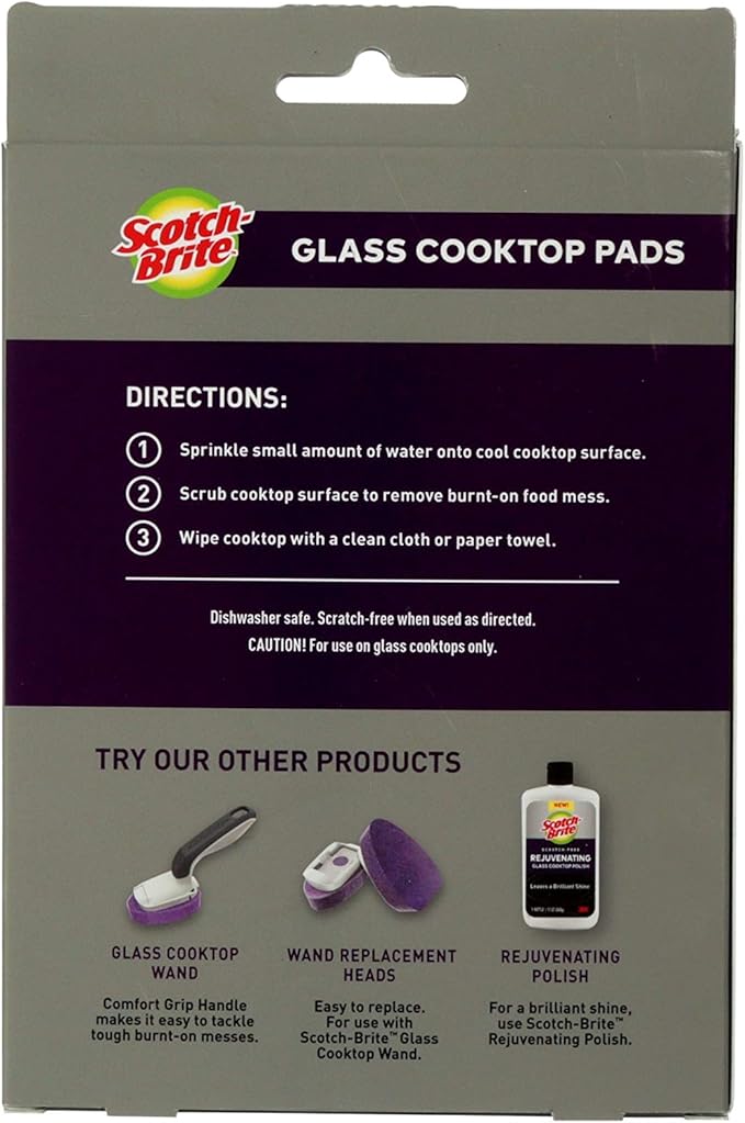 Scotch-Brite™ Glass Cooktop Pads , 5.1INx3.0 IN x0.9 IN , ( 129mm x 76mmx 22mm) EA