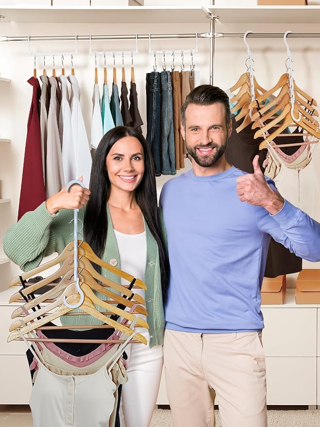 HOUSE DAY Closet Organizers and Storage, Magic Hangers Space Saving Clothes Hangers, Pack of 8 Sturdy Plastic Hangers with 5 Holes for Wardrobe Closet Organization, College Dorm Room Essentials