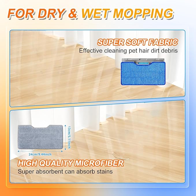Reusable Replacement Pads Compatible with Shark Vac Pad VM252 VM251 VM200 VC205 VM250 VM200 VM200C VM190 VM250 QM250 VM190 VM200P12 Vacuum Mop Refills Upgraded Design of Dirt Chamber, 6+3+1 Pack