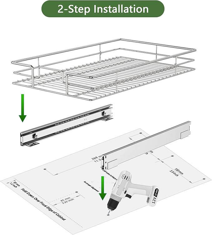 LOVMOR Pull Out Cabinet Organizer 10½"W x 21½"D, Kitchen Cabinet Pull Out Shelves Slide Out Storage…