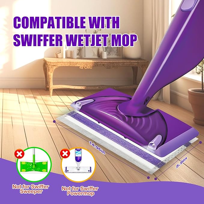 Mop Pad Refill Compatible with Swiffer WetJet Spray Mop, Wet Jet Mopping Pads for All Purpose Multi Surface Hardwood Floor Cleaning, 4 Layers Thickened and Super Absorbent, 100 Count.