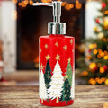 JarThenaAMCS Christmas Soap Dispenser Red Gold Xmas Tree Glass Hand Dispenser with Pump Refillable Liquid Soap Container for Home Kitchen Bathroom Countertop