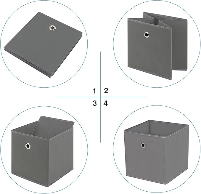 Fabric Cubes Storage Containers ,11 Inch Cloth Storage Cube Foldable Storage Bins Cubes Organizer Baskets with Dual Handles for Shelf Closet Set of 3,(Grey)