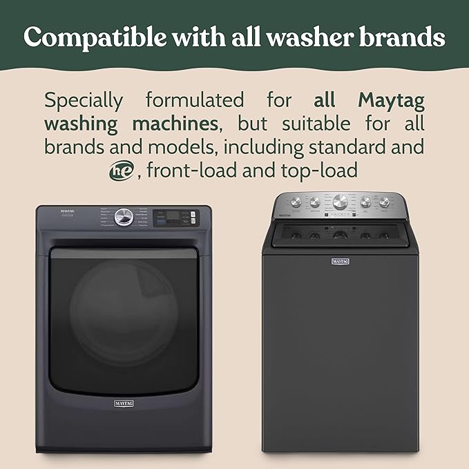 Roobi Washing Machine Cleaner Tablets. Compatible with Maytag and All Washing Machine Brands and Models. Septic Safe Deep Clean Formula. Carbon-Neutral 24-Pack Cleaning Tablets.