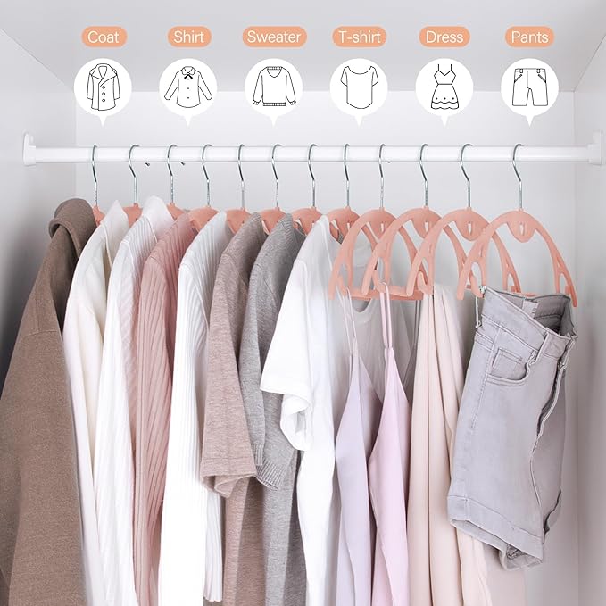IEOKE Velvet Hangers 30 Pack: Felt Clothes Hangers Heavy Duty Shirt Sweater Hangers No Shoulder Bump Non Slip Slim Thin Coat Hangers for Closet - Pink/18 XL