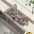 Gold Butterfly Sink Splash Guard Faucet Mat Pink Floral Super Absorbent Fast Drying Mat Sink Gadgets-Splash Guard Behind Faucet Drip Catcher for Kitchen Bathroom, 15.5"x5.5"