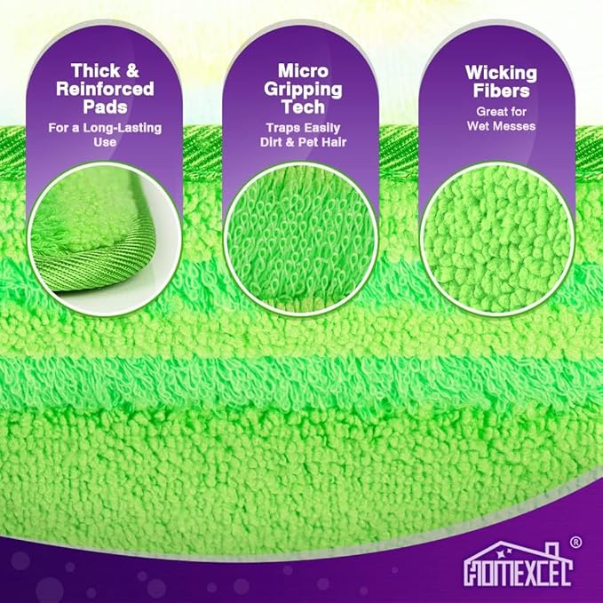 HOMEXCEL Microfiber Mop Pads Compatible with Swiffer Wet Jet, Reusable Machine Washable Swiffer WetJet Pad Refills, Mop Head Replacements for Multi Surface Wet & Dry Cleaning, Pack of 8
