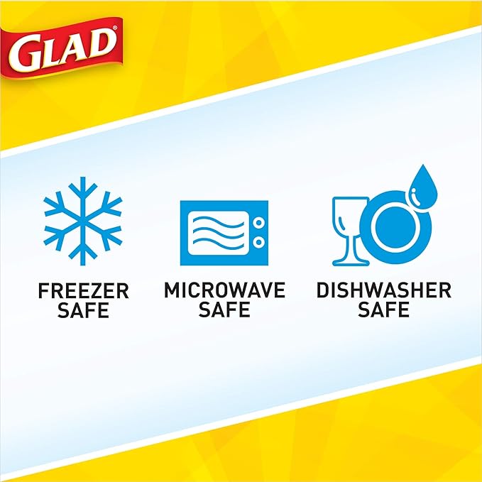 Glad GladWare Medium Rectangle Food Storage Containers with Lids, Airtight Leak-Resistant Plastic Containers for Soup Salad Meal Prep, Microwave Dishwasher Freezer Safe, 24 Oz, 5 Count - 6 Pack