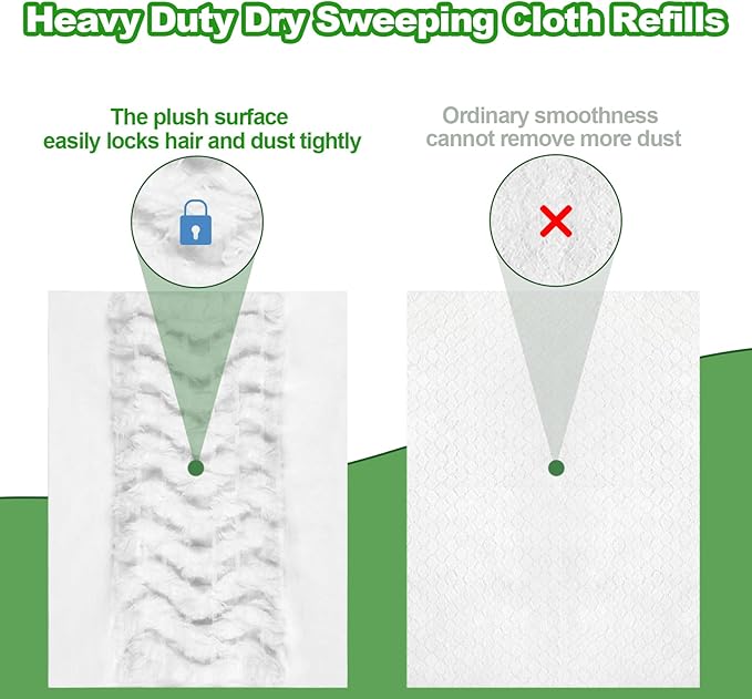 46 Count Heavy Duty Dry Sweeping Cloths for Swiffer Sweep & Sweeper Mop, Unscented, Cleaning Floors and Allergens, Strong Adsorption