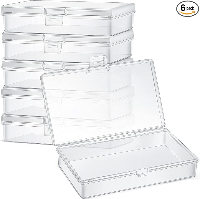 6 Pieces Mini Plastic Clear Beads Storage Containers Box for Collecting Small Items, Beads, Jewelry, Business Cards, Game Pieces, Crafts (5.2 x 3 x 1.2 Inch)