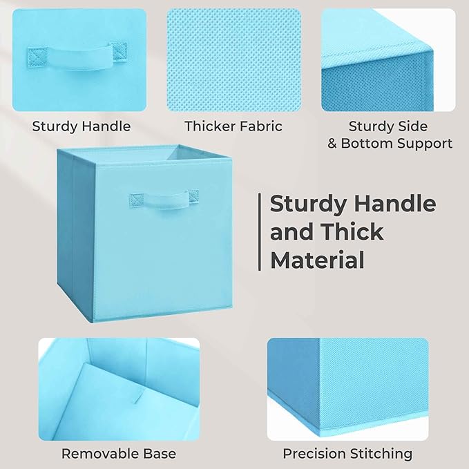 Easi Storage Cubes, 11 Inch Storage Bins, Set of 4, Foldable Fabric Cube Storage Organizer With Handles, Closet Cube Storage Bins, Collapsible Cubby Storage Organizer for Shelves,Offices, Multi