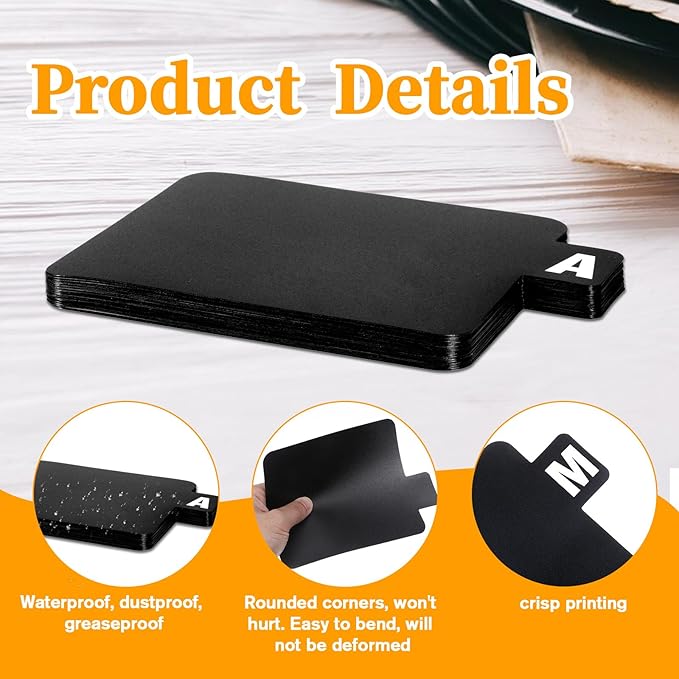 26 Pcs CD Dividers A-Z with Tabs Vinyl Record Organizer Tabs CD Alphabet Dividers Index Card Alphabet Tab Divider Book Holder Organizer Guides, 6.7 x 4.7Inch, Black