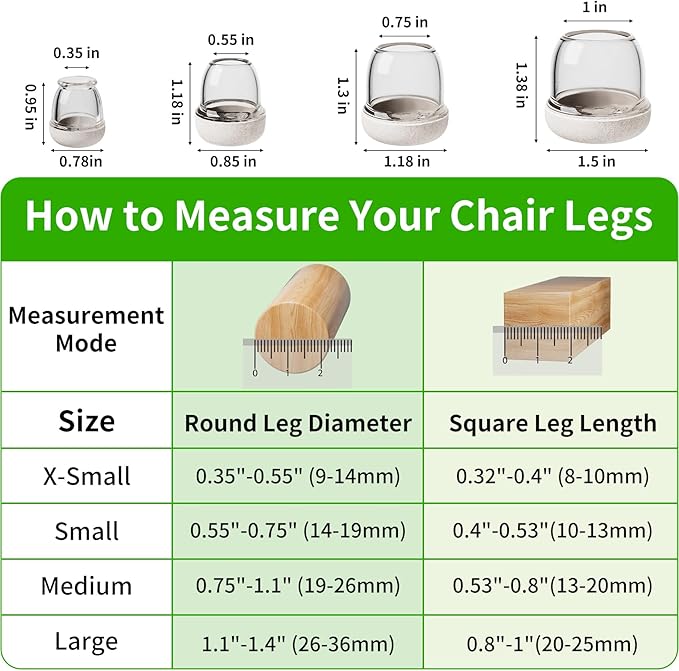 24 Pcs Chair Leg Protectors for Hardwood Floors, Silicone Felt Furniture Leg Cover Pad for Protecting Floors from Scratches and Noise, Smooth Moving for Chair Feet, Round(Clear, Fit:1.1"-1.4")