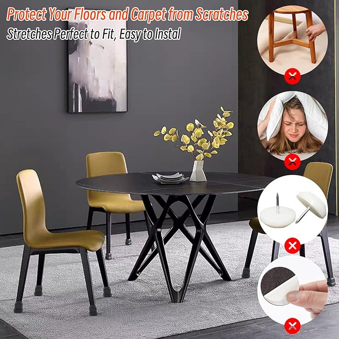 Ezprotekt 24 Pcs Chair Sliders for Carpet, Square Chair Glides for Carpet, Teflon Furniture Pads Glides, Bar Stool Protectors Caps, Furniture Sliders for Chair Table Desk Clear (S Fit: 0.55"- 0.75")