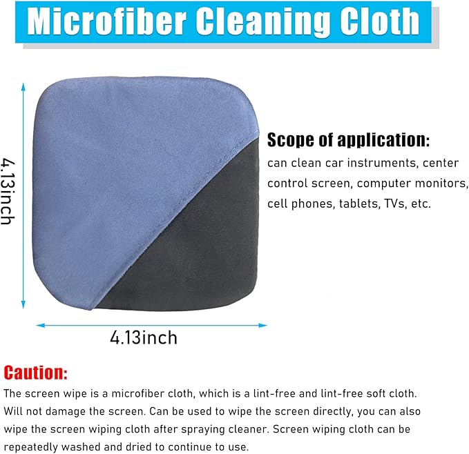 Car Screen Cleaner, Microfiber Auto Screen Cleaning Pad, Foldable Touch Screen Cleaner Cloth for Vehicle Dashboard LCD Display, Interior Car Accessories
