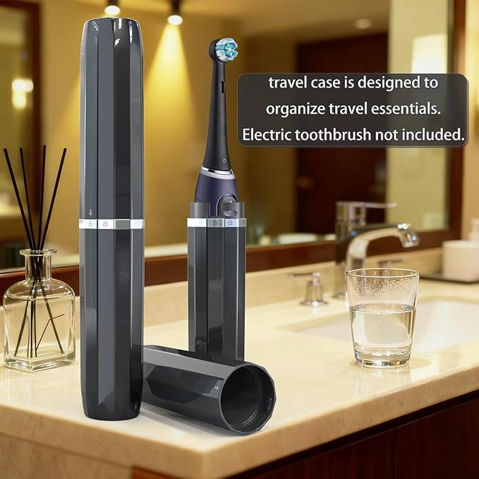 SIEANE Electric Toothbrush Travel Case, Universal Fit for Most Electric Toothbrushes, Ventilation Design Portable Holder Cover for Men and Women, Travel Essentials for Business Trip & Vacation (Black)
