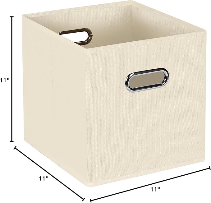STOREONE Fabric Storage Bins Cubes Baskets Containers-(11X11X11) with Dual Handles for Shelf Closet, Nursery Home ， Bedroom Organizers, Foldable Set of 1 (Creamy- White )