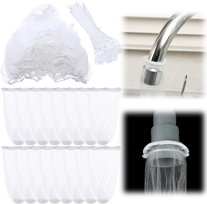 Yiyiring 100 Pieces Lint Traps for Washing Machine Hose Lint Traps Laundry Pet Dog Hair Catcher with 100 Pcs Cable Ties for Washer Machine Hose Sink Snare Drain Mesh Bag Filter Dryer