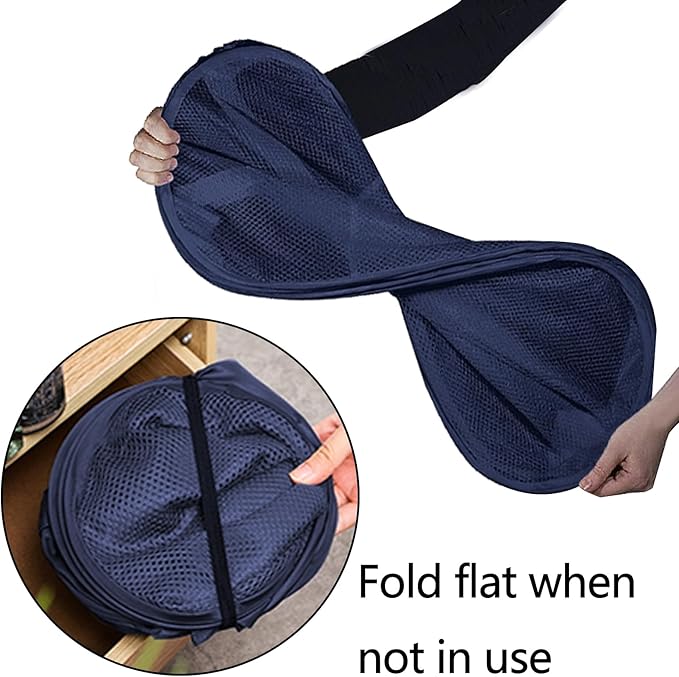 Collapsible Laundry Baskets Mesh Pop Up Laundry Basket Portable Laundry Hamper, Foldable Clothes Basket Storage Hampers (Blue - 2 Pack)