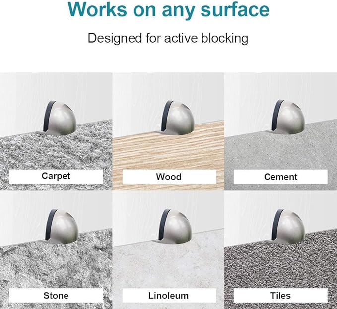Floor Door Stopper Satin Nickel with Rubber pad, Semicircle Shaped Door Stopper, Stainless Steel for Protecting Wall (2inch x 4pack, Satin Nickel)