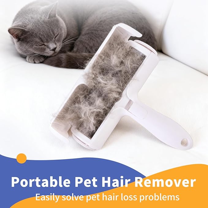 HonWang Pet Hair Remover, Reusable Self-Cleaning Lint Roller with Trash Bin for Sofa, Furniture, Carpet, Cat and Dog Hair Removal Tool (Gray)