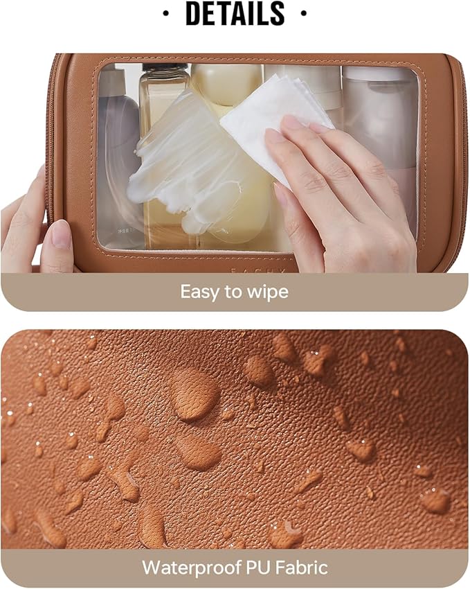 EACHY Clear Makeup Bag Cosmetic Organizer, Waterproof Travel Cosmetic Case with Zipper for Women, Transparent Toiletry and Skincare Pouch, Portable Car or Purse Bag for Travel Essentials