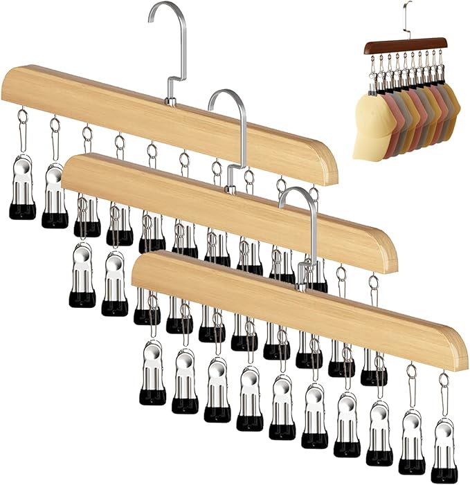 Closet Organizer with 10 Clips - Space Saving Hanging Closet Organizer, Multi-Purpose Storage Hanger for Pants, Leggings, Jeans, Sock, Shorts with Sturdy Steel Non-Slip Clips (3Pcs-C)