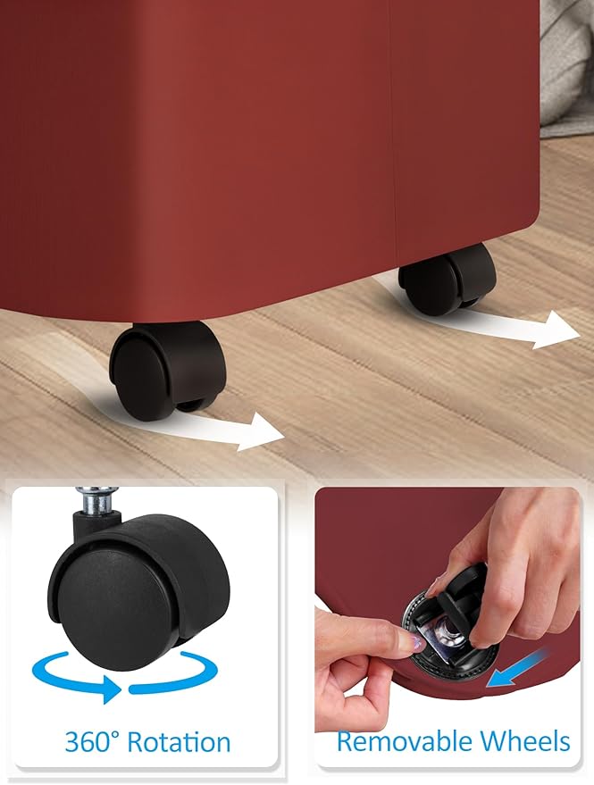 efluky Laundry Basket with Wheels, Tall Rolling Laundry Hamper with Lid and Removable Bag, Aesthetic Dirty Clothes Hamper on Wheels for Laundry Room, Bedroom, Dorm and Bathroom, 100L Rose Red