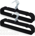Velvet Pant Hangers Non Slip 20 Pack Black Velvet Hangers Plastic Rectangular Slim Velvets Hanger with 10 Hooks for Jean, Bra, Shorts