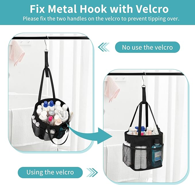 Hanging Shower Caddy, Mesh Shower Caddy Portable with Waterproof Phone Pouch for College Dorm Room Essentials, Large Capacity Shower Bag Basket with 7Pockets for Bathroom, Gym, Camping, Swiming, Beach