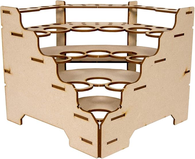 The Broken Token Modular Paint Rack w/ 35mm Holes - 90° Wedge - Multiple Organizer for Paint Bottles, Pots, and Brushes in Tiered Layout - Customize Your Pieces with Easy Organization & Access