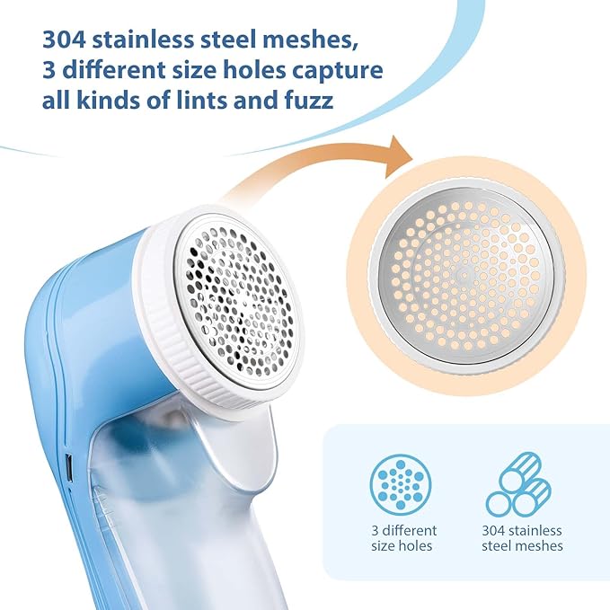 Fabric Shaver, Electric Lint Remover, Lint Shaver with 3 Replaceable Blades USB Rechargeable, Sweater Shaver, Clothes Shaver, Pilling Remover, Fabric Shaver Fuzz Remover for Clothes Furniture