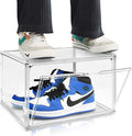 EDS FAM Size 14 Large Clear Shoe Storage Boxes Stackable, Acrylic Shoe Boxes Sneaker Display Case for Sneakerheads Boot Handbag Purse Figure Collectibles Showcase, 1 Pack