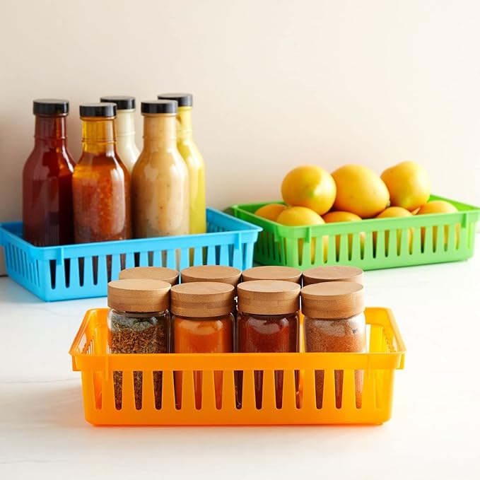 Bright Creations 8-Pack Plastic Bins - 10.25 x 6.5 x 2.3 In, Multicolor Classroom Bins - Storage Baskets for Organizing Shelves, Arts & Crafts, Toys