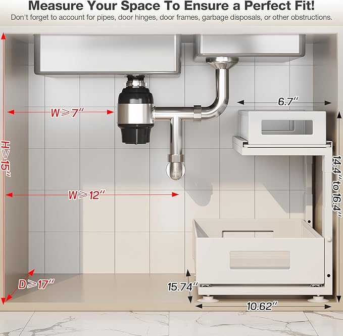Corbyles 2 Pack Under Sink Organizer with Next-Gen Ball-Bearing Slides,2-Tier Pull Out Cabinet Storage,Height Adjustable Drawer Shelf for Bathroom,Kitchen,Laundry,Cabinet,Pantry(Patent Pending)