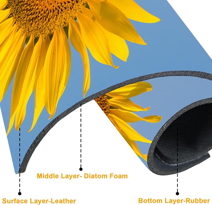 2 Pack Sunflower Field Sink Faucet Absorbing Mat Sunflowers Blooming Super Absorbent Fast Drying Mat Sink Gadgets Behind Faucet Sinkmat for Kitchen Bathroom, 15.5"x5.5"