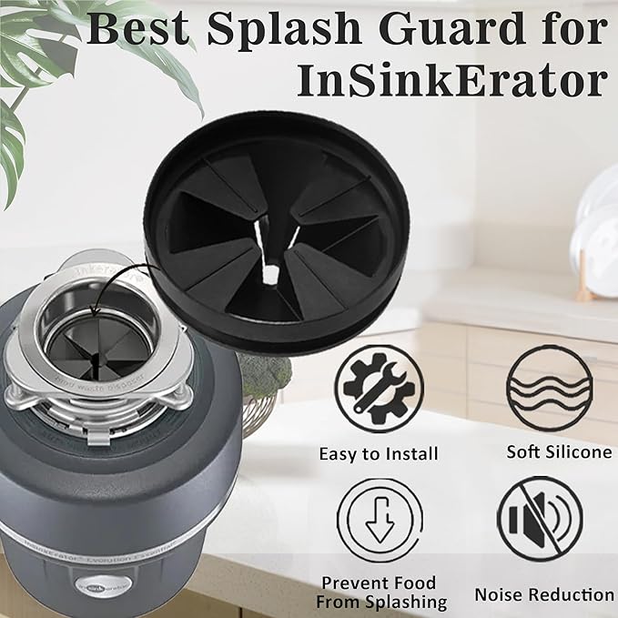 Garbage Disposal Splash Guard, 3 3/8" Upgraded for InSinkErator Evolution Series QCB-AM Sink Baffle Drain Insert, Kitchen Sink Splash Guard Sink Stopper Removable Garbage Disposer